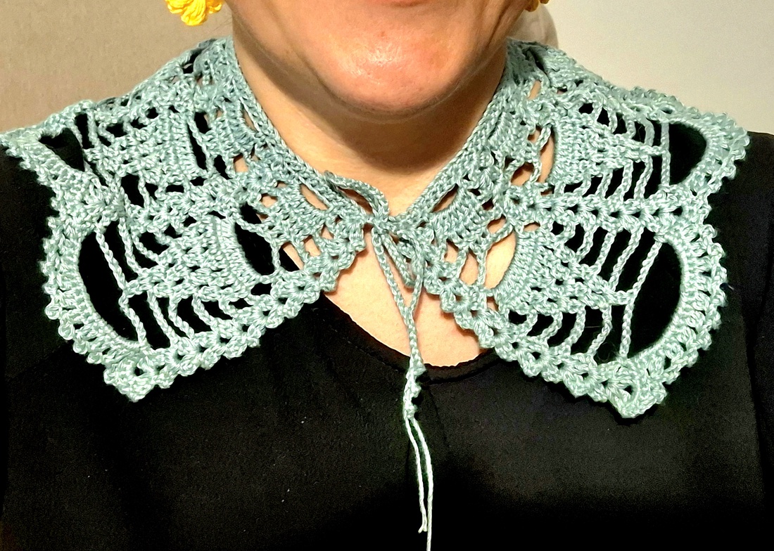 Guler decorativ croșetat manual din bumbac - bijuterii - coliere - chockere - Artynos.ro