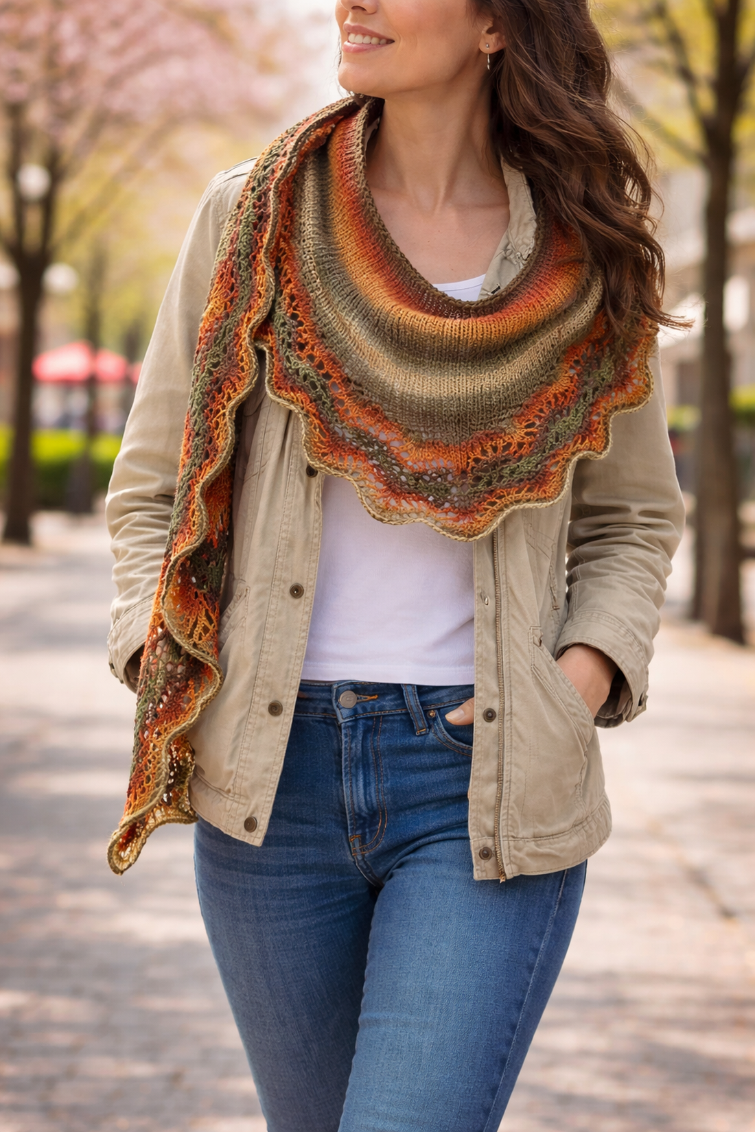 Șal tricotat manual Autumn - îmbrăcăminte și modă - eșarfe, pălării, fularuri - șaluri - Artynos.ro