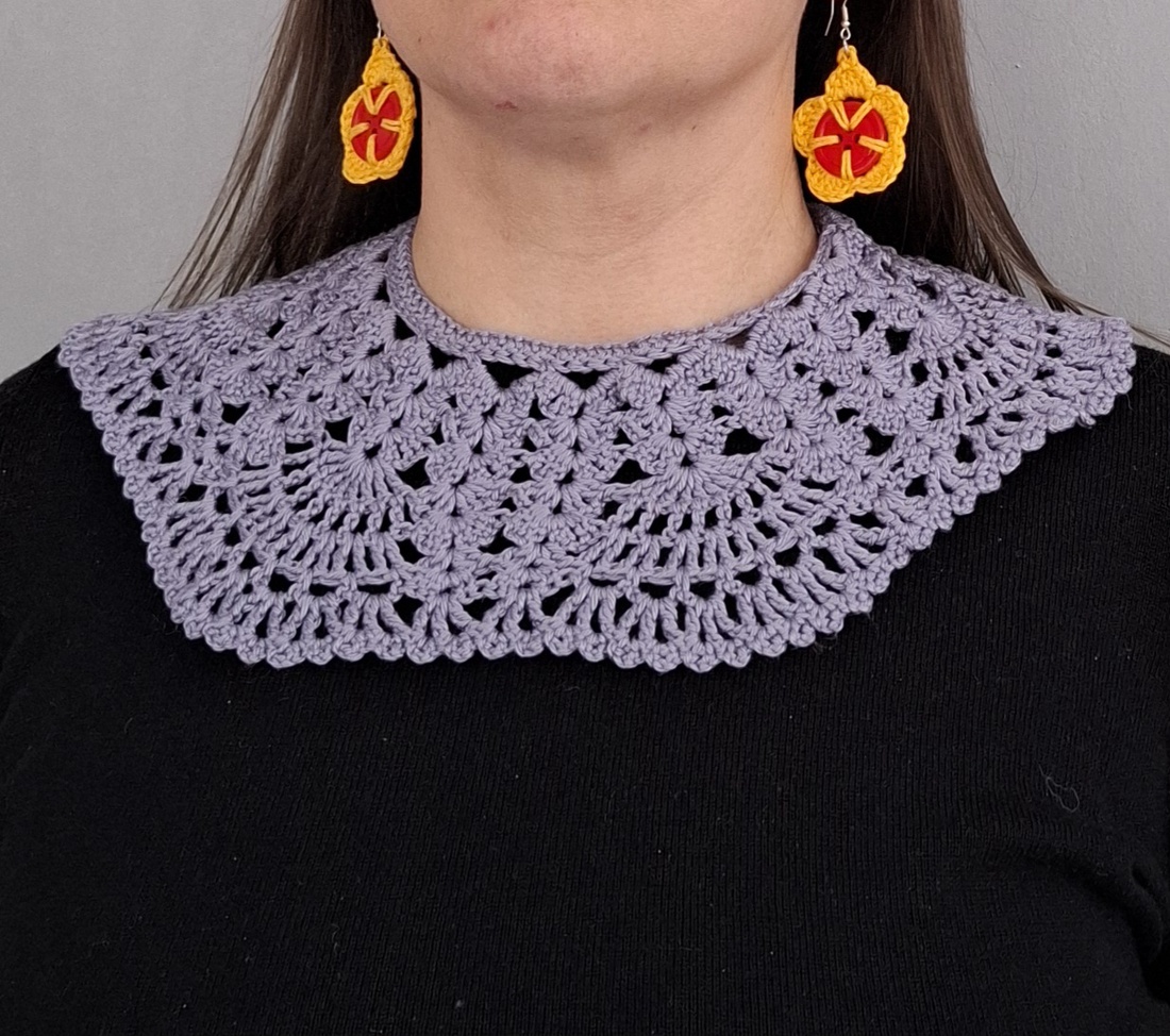 Guler decorativ croșetat manual din bumbac - bijuterii - coliere - chockere - Artynos.ro
