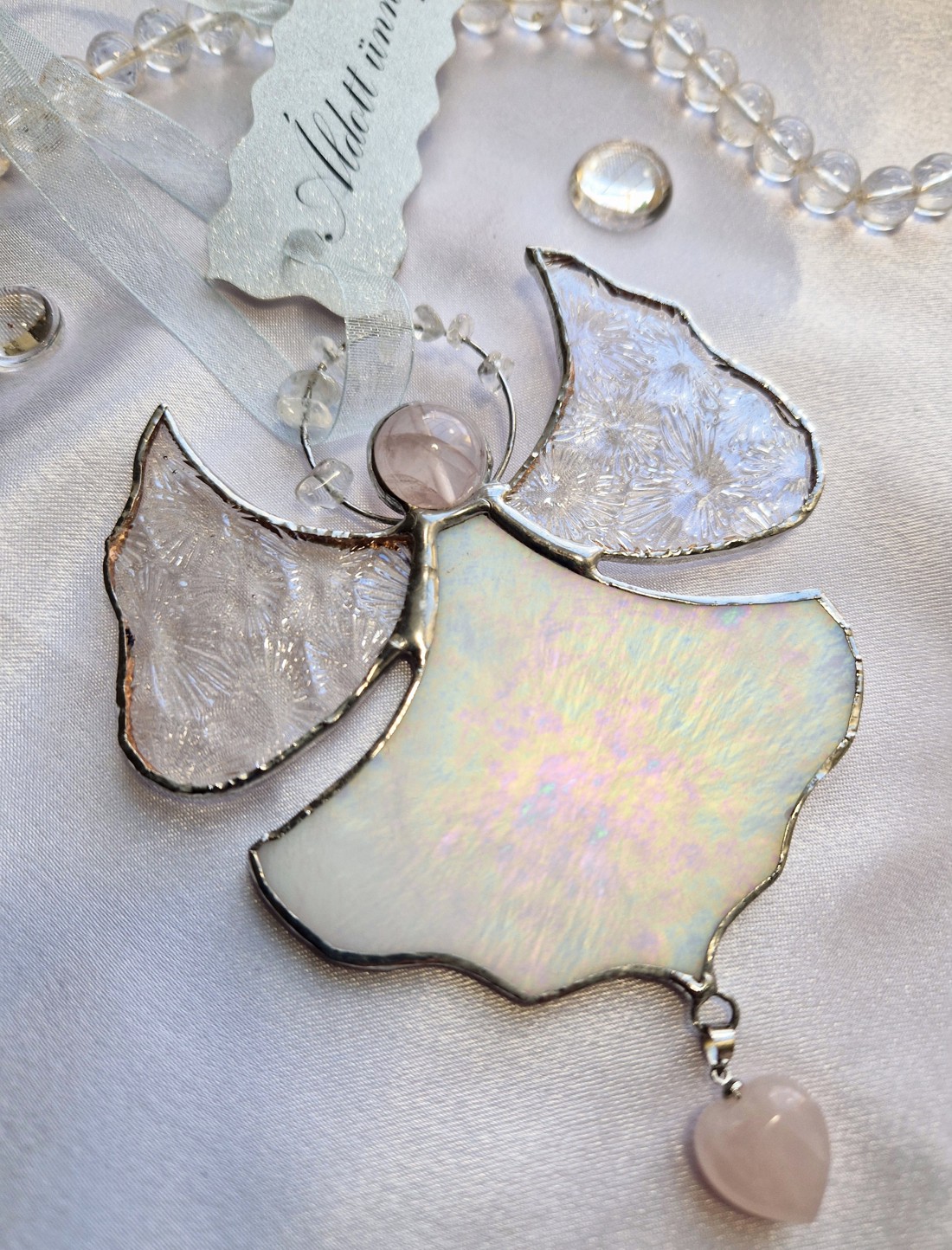 Înger de cristal în culoare opalescentă - crăciun - cadouri de moș crăciun - cadouri de moș crăciun - Artynos.ro