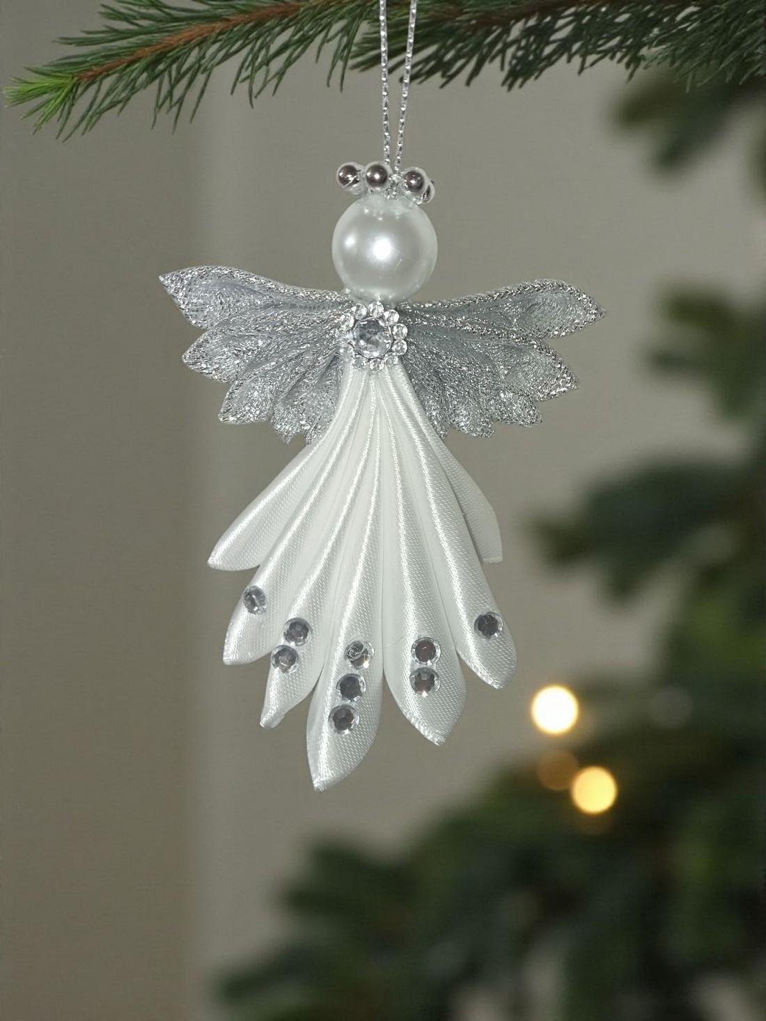 Îngeri cu aripi argintii - crăciun - decorațiuni de crăciun de casă - figurine pentru pomul de crăciun - Artynos.ro