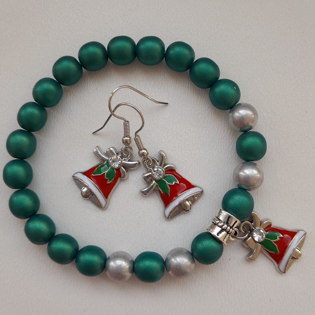 Bijuterii cu clopoței de Crăciun - brățară, cercei -  - Artynos.ro