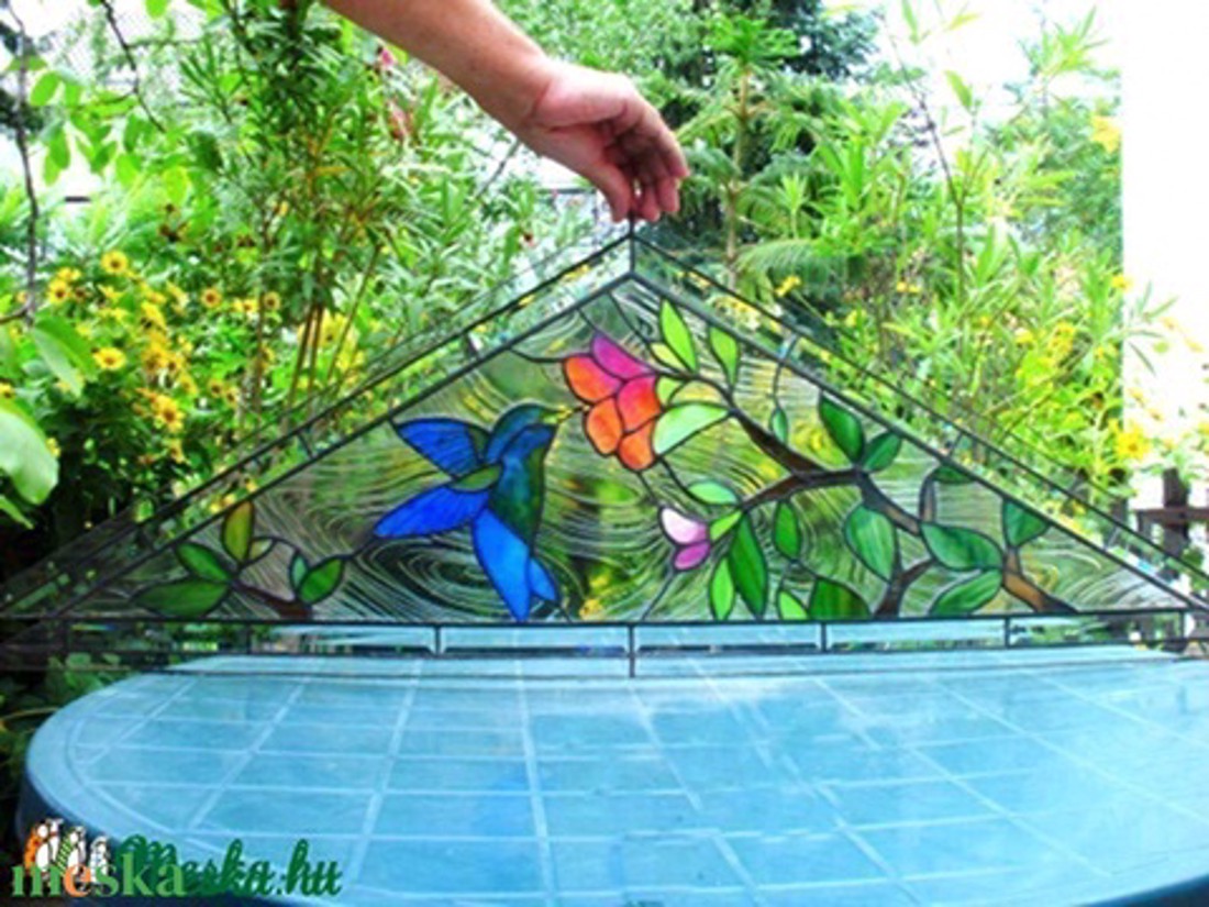 Inserție de fereastră Hummingbird în Tiffany - casă & stil de viață - accesorii pentru decorat casa - decorațiuni de geam și decorațiuni de ușă  - decor ferestre și autocolant pentru geam - Artynos.ro