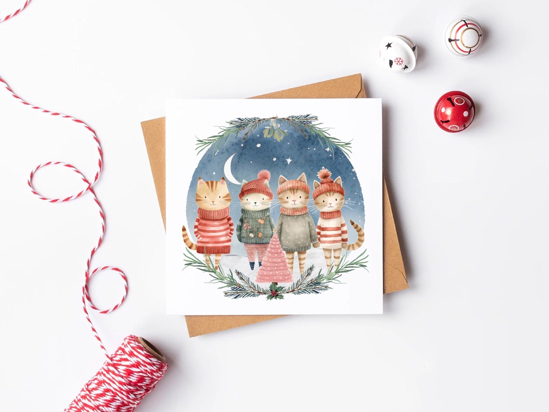 Felicitare de Crăciun, felicitare, felicitare cadou, pisică - - Artynos.ro Felicitare de Crăciun, felicitare, felicitare cadou, pisică - - Artynos.ro