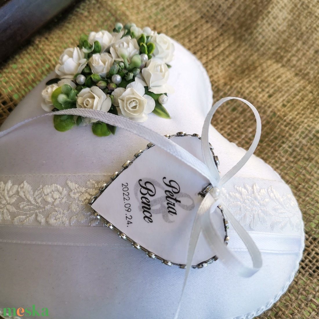 Pernă pentru verighete de nuntă Paper Rose - accesorii nuntă - accesorii de nuntă - suport verighete și perne pentru inele - Artynos.ro