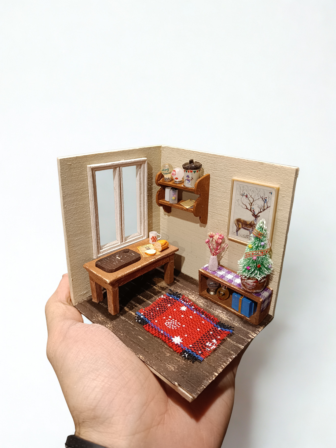 Dioramă miniatură Crăciun handmade - crăciun - cadouri de moș crăciun - cadouri de moș crăciun - Artynos.ro