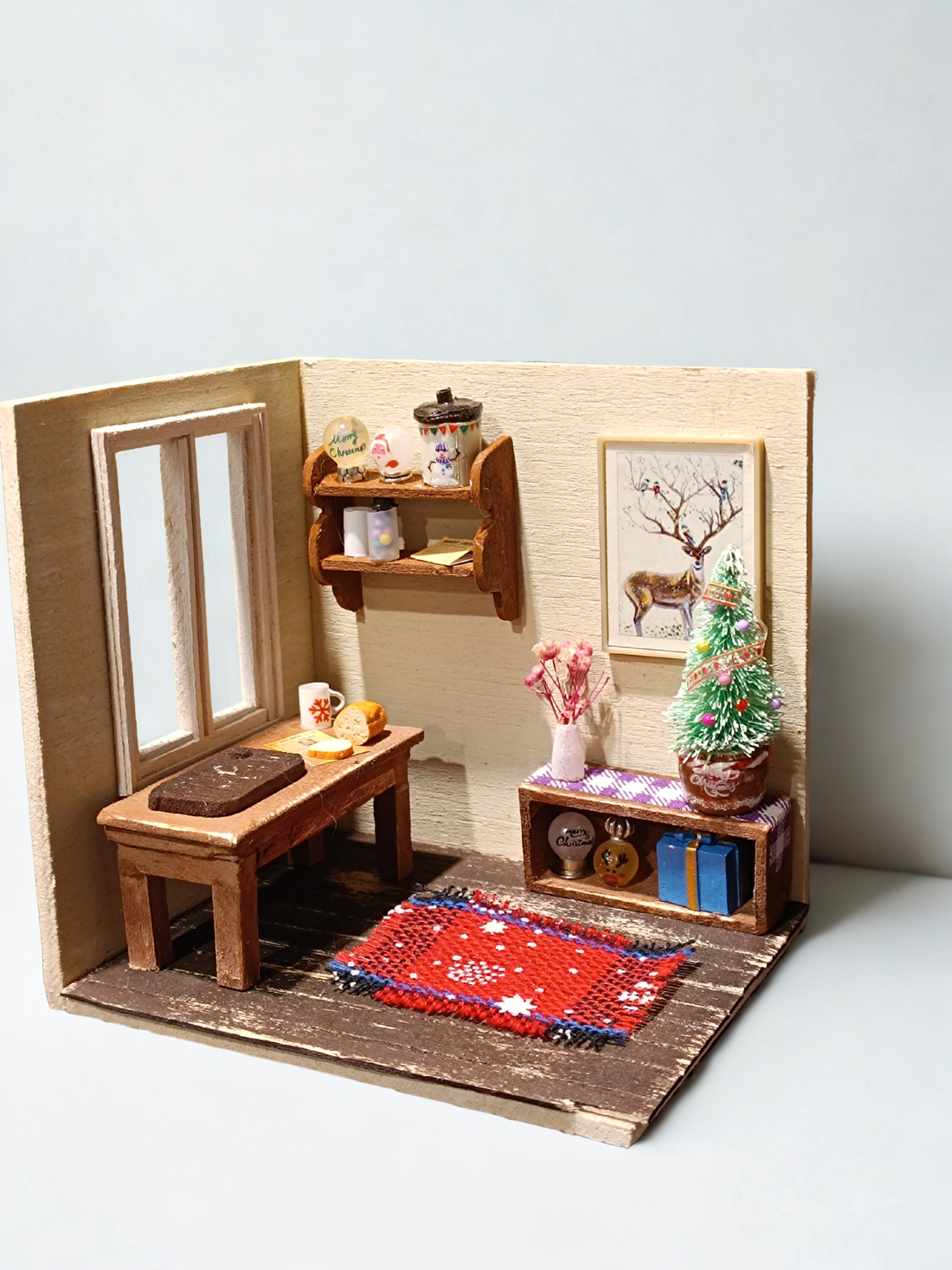 Dioramă miniatură Crăciun handmade - crăciun - cadouri de moș crăciun - cadouri de moș crăciun - Artynos.ro