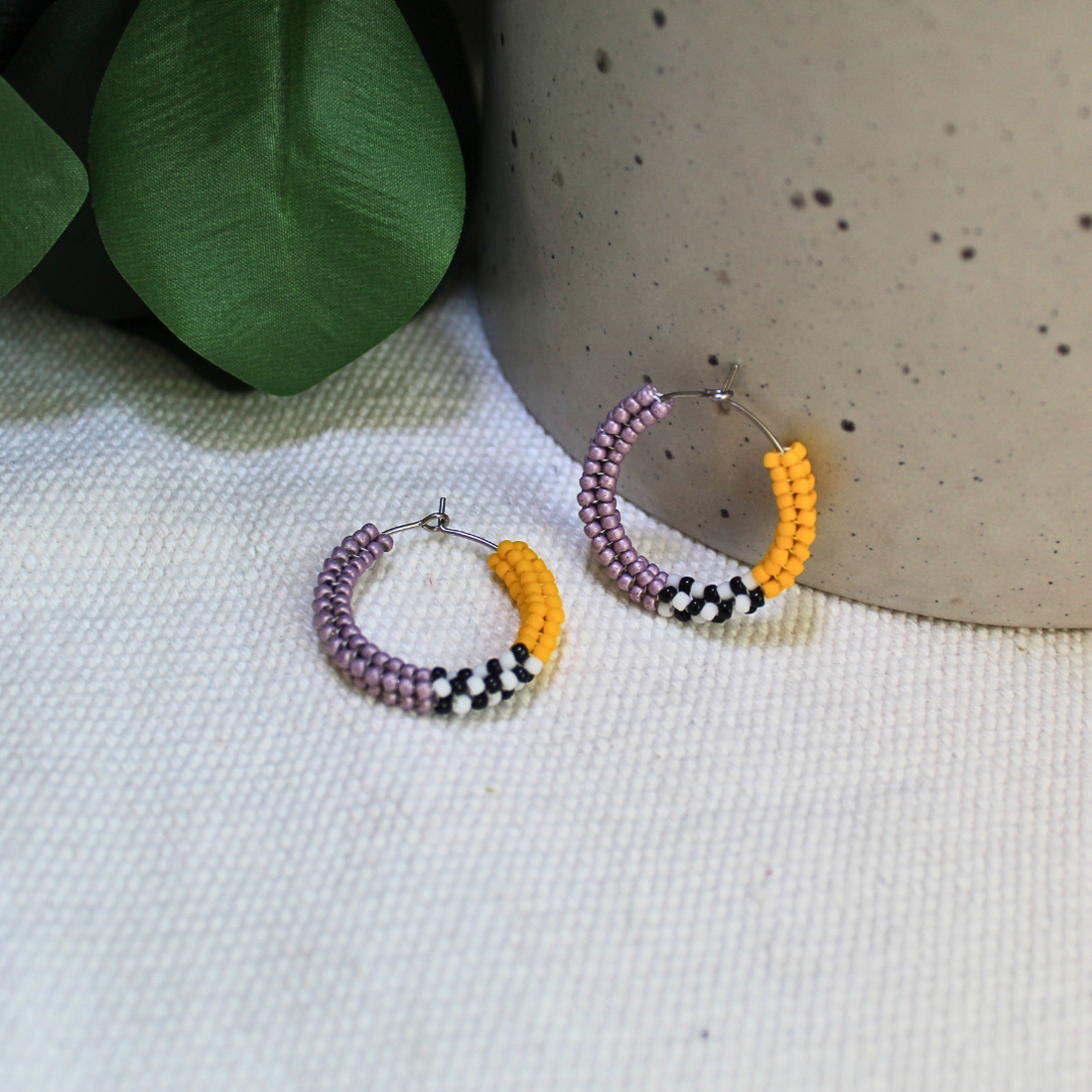 Cercei Loop - Lavandă/Galben - bijuterii - cercei - cercei hoops - Artynos.ro