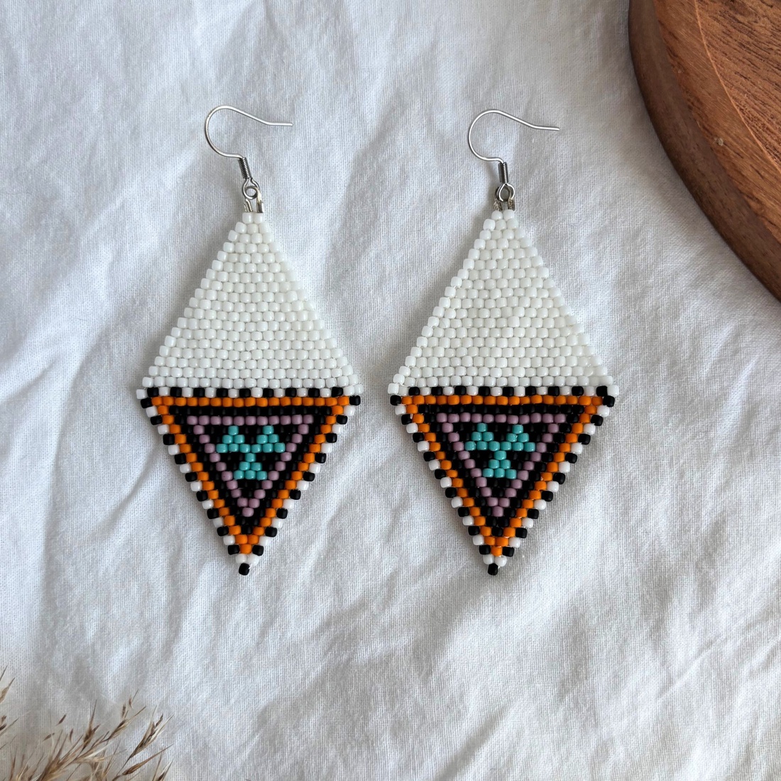 Cercei Trikona - bijuterii - cercei - cercei din mărgele - Artynos.ro