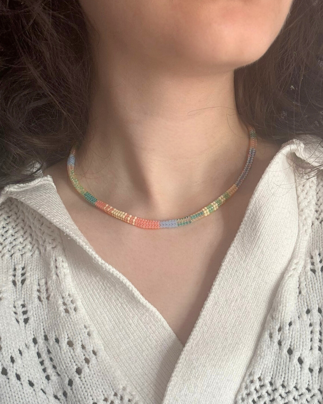 Colier Mozaic - Pastel - bijuterii - coliere - coliere din mărgele - Artynos.ro