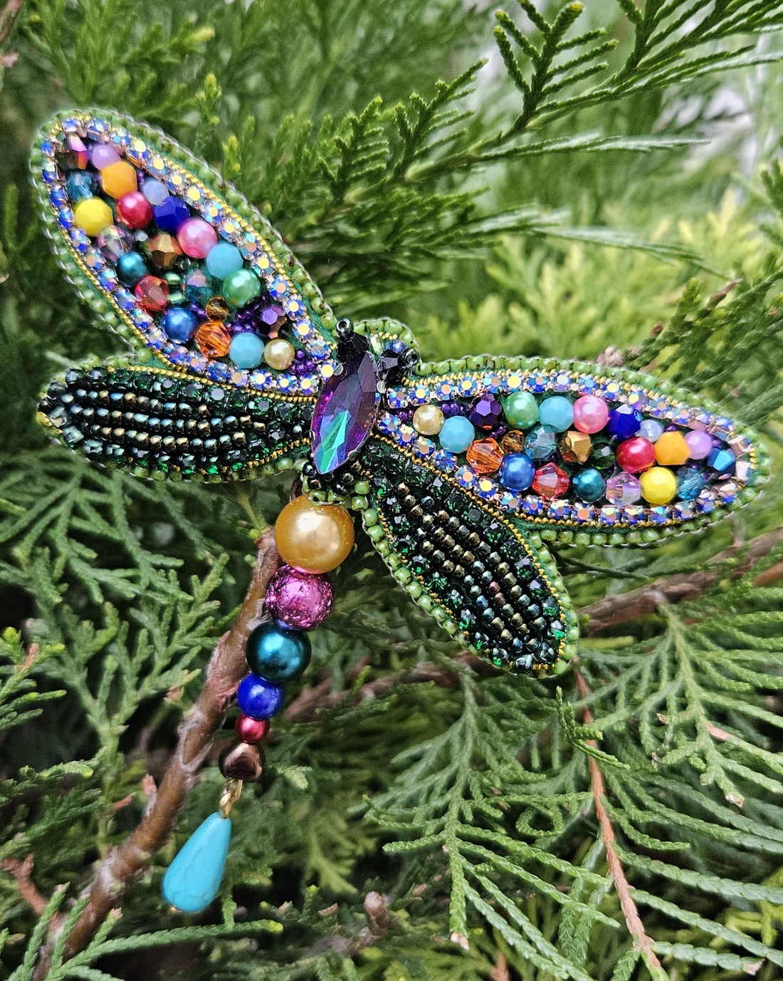 Brosa handmade libelula Maya - bijuterii - broșe - Artynos.ro