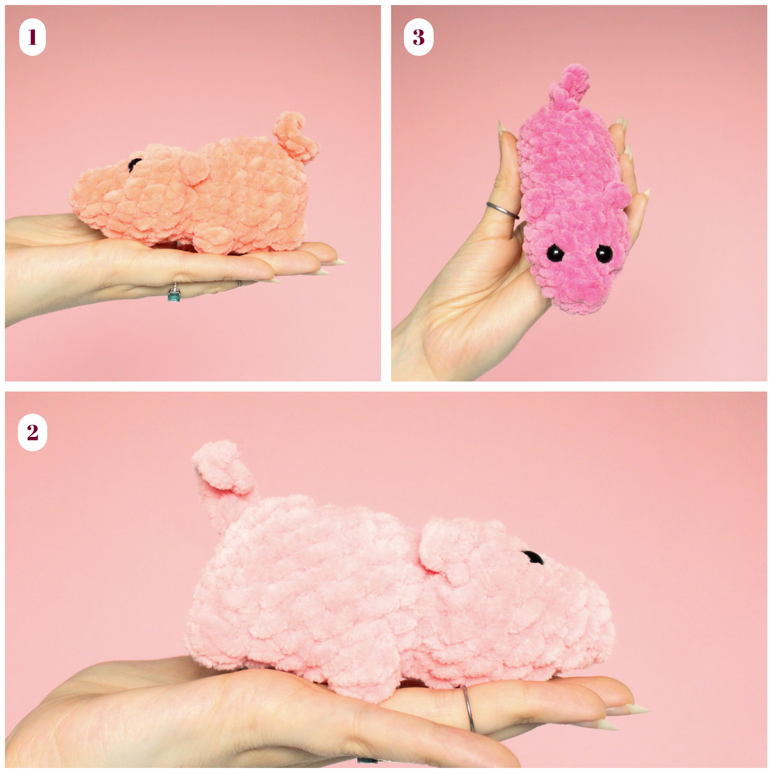 Jucarie din fir plusat - Porci mici crosetati - jucării și echipamente pentru copii - plușuri - figurine de pluș - Artynos.ro