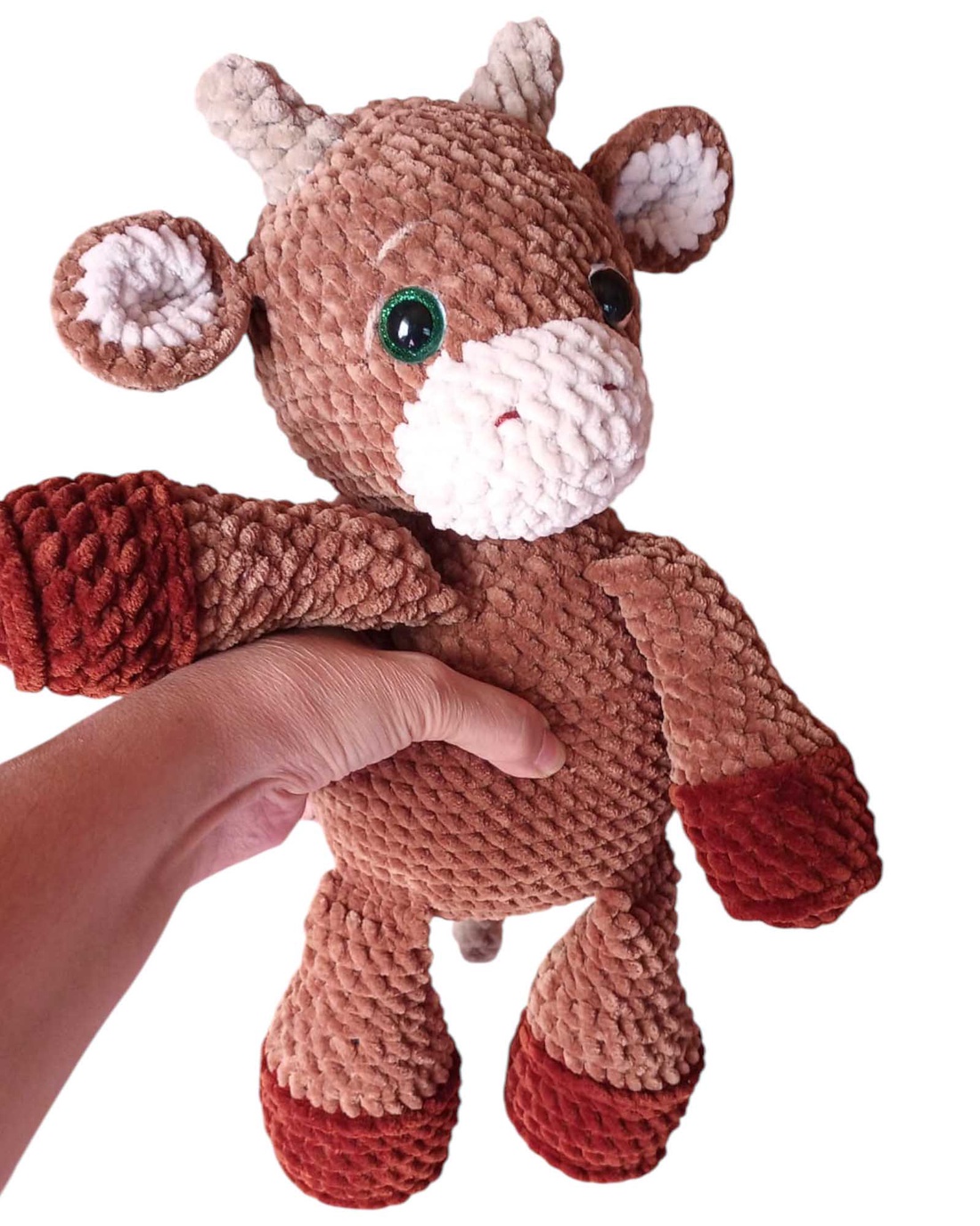 Jucarie din fir plusat - Vacuta crosetata - jucării și echipamente pentru copii - plușuri - figurine de pluș - Artynos.ro