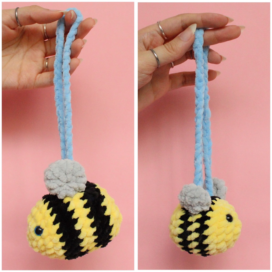 Decoratiune masina din fir plusat - Albina in leagan - jucării și echipamente pentru copii - plușuri - figurine de pluș - Artynos.ro