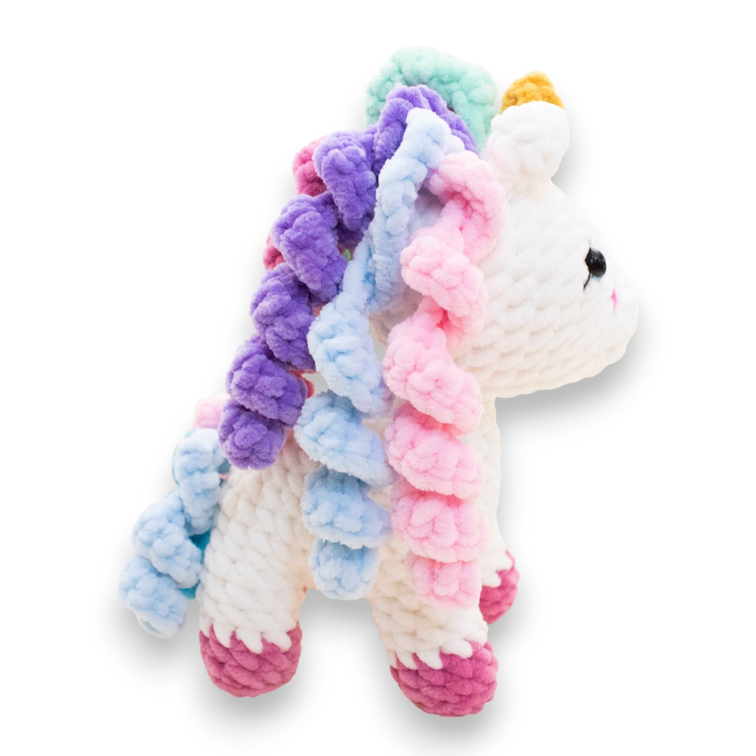 Jucarie din fir plusat - Unicorn mediu crosetat - jucării și echipamente pentru copii - plușuri - figurine de pluș - Artynos.ro