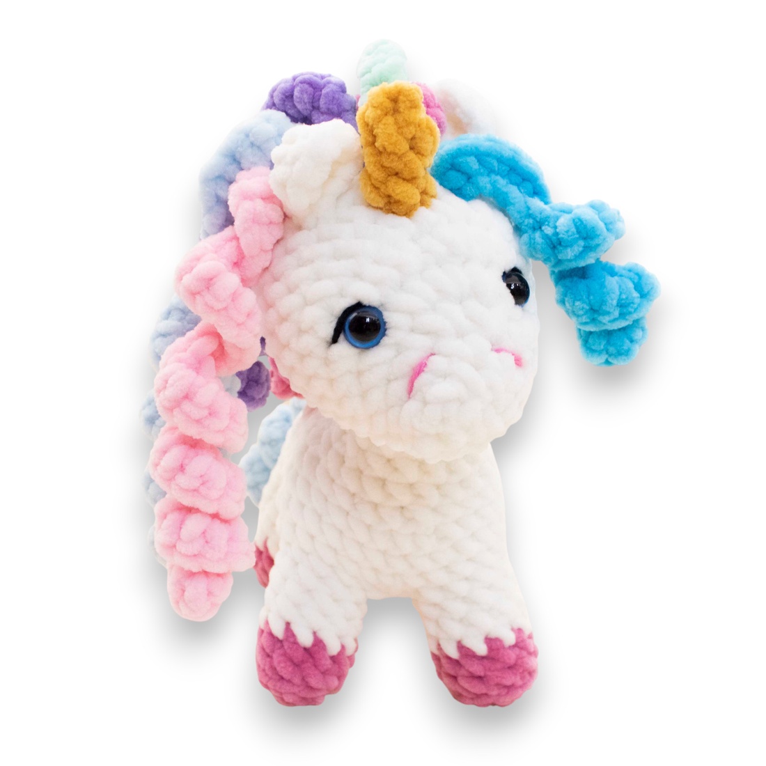 Jucarie din fir plusat - Unicorn mediu crosetat - jucării și echipamente pentru copii - plușuri - figurine de pluș - Artynos.ro