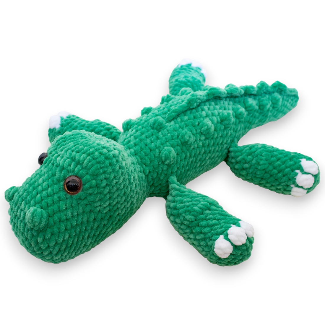 Jucarie din fir plusat - Crocodil mare crosetat - jucării și echipamente pentru copii - plușuri - figurine de pluș - Artynos.ro