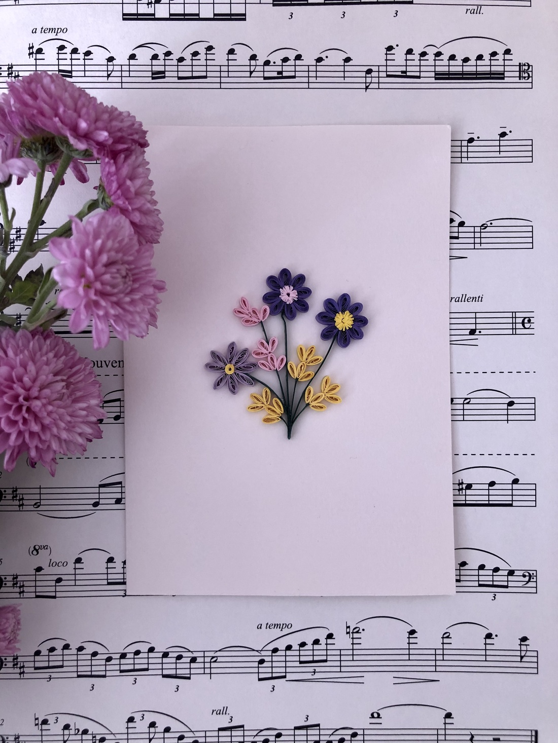 Felicitare Quilling Note Florale - casă & stil de viață - papetărie de hârtie - invitații, felicitări - Artynos.ro