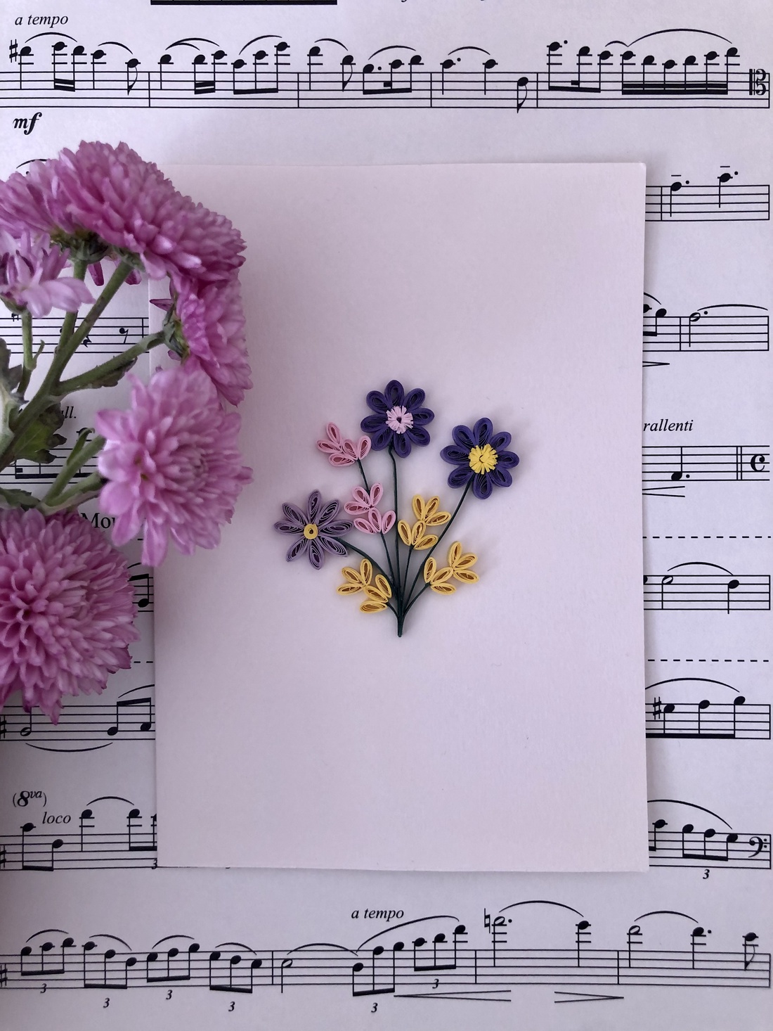 Felicitare Quilling Note Florale - casă & stil de viață - papetărie de hârtie - invitații, felicitări - Artynos.ro