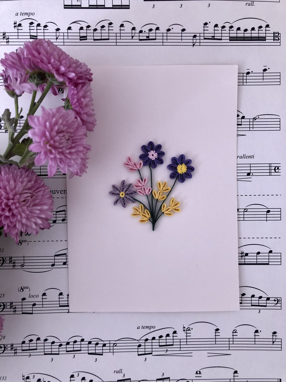 Felicitare Quilling Note Florale - casă & stil de viață - papetărie de hârtie - invitații, felicitări - Artynos.ro