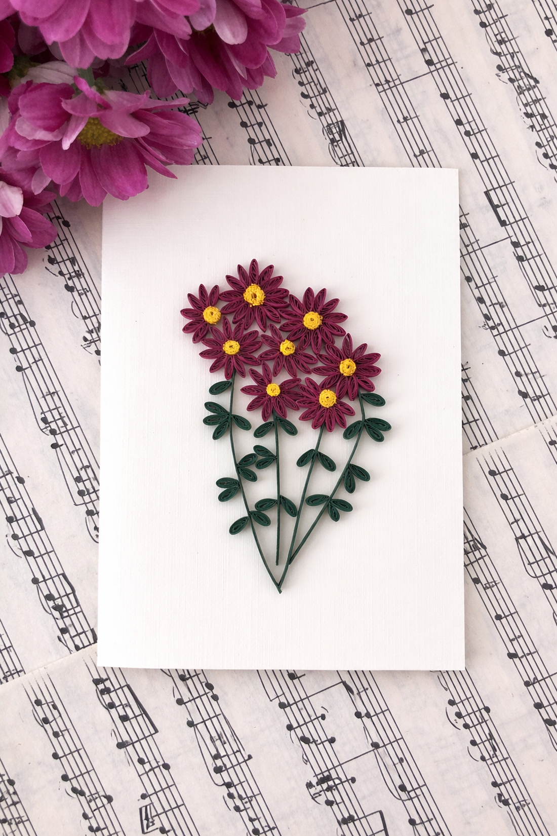 Felicitare Quilling Crizantemă - casă & stil de viață - produse de papetărie - invitații, felicitări - Artynos.ro