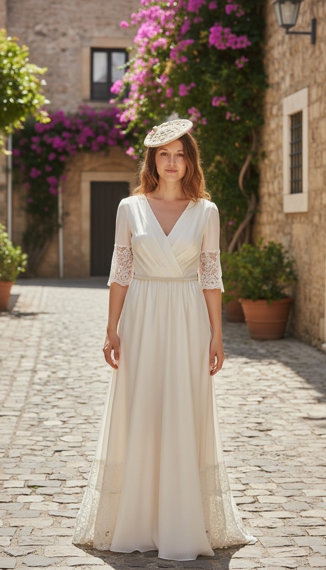 Pălărie elegantă pentru mireasă din dantelă croșetată bej - accesorii nuntă - accesorii de nuntă - voal mirese - Artynos.ro