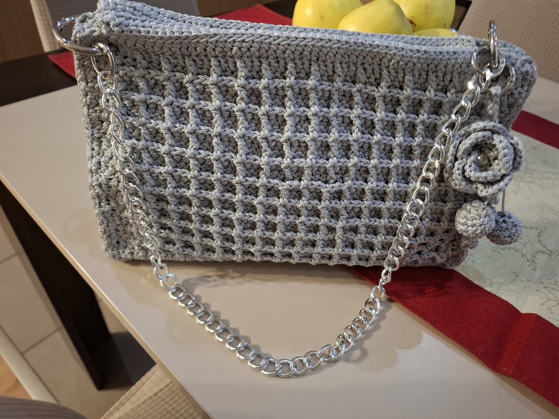 Geanta gri crosetata - genți și portofele - genți de mână și umăr - geantă casual - Artynos.ro
