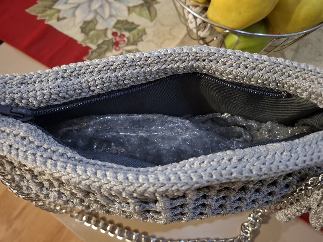 Geanta gri crosetata - genți și portofele - genți de mână și umăr - geantă casual - Artynos.ro