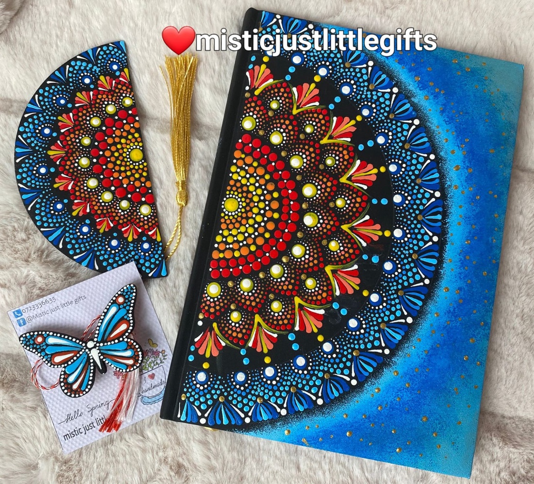 Agenda pictata manual in tehnica mandala dots - casă & stil de viață - produse de papetărie - caiete și jurnale - Artynos.ro