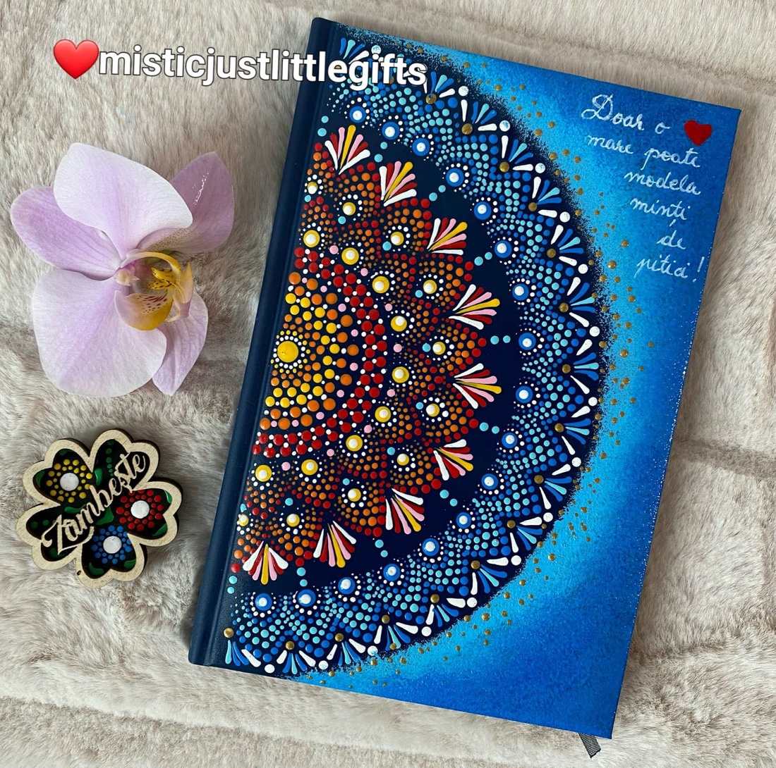 Agenda pictata manual in tehnica mandala dots - casă & stil de viață - produse de papetărie - caiete și jurnale - Artynos.ro