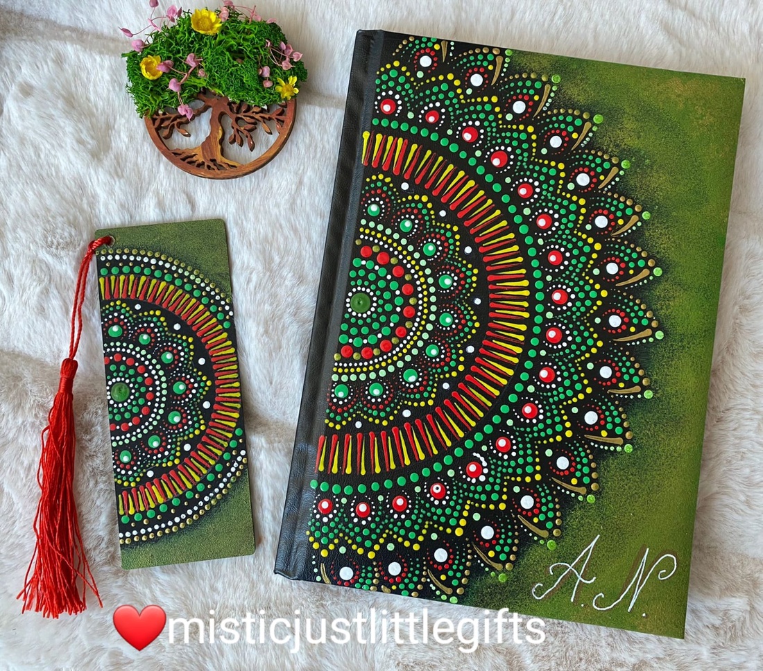 Agenda pictata manual in tehnica mandala dots - casă & stil de viață - produse de papetărie - caiete și jurnale - Artynos.ro