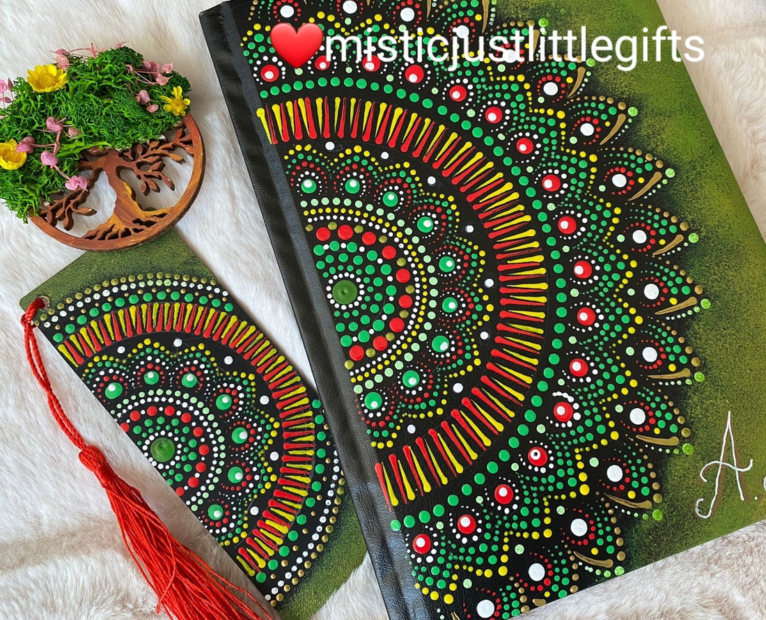 Agenda pictata manual in tehnica mandala dots - casă & stil de viață - produse de papetărie - caiete și jurnale - Artynos.ro