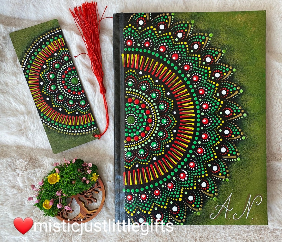 Semn de carte personalizabil, pictat manual in tehnica mandala dots - cărți și creații cu tematică muzicală, cadouri - semn de carte - Artynos.ro