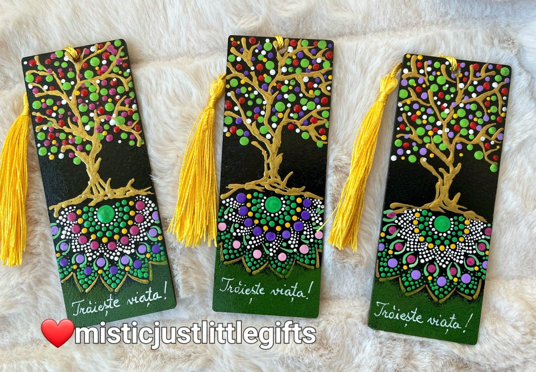 Semn de carte personalizabil, pictat manual in tehnica mandala dots - cărți și creații cu tematică muzicală, cadouri - semn de carte - Artynos.ro
