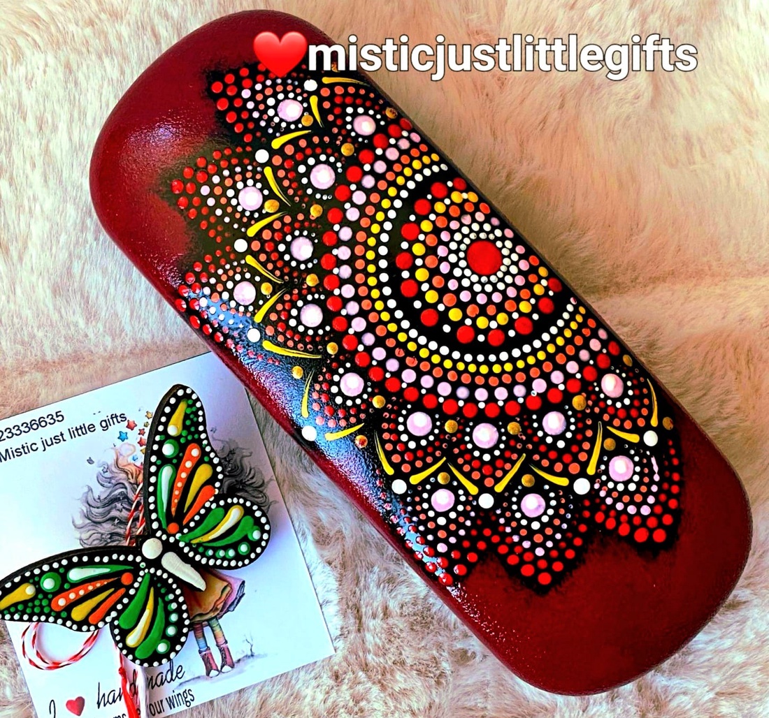 Toc ochelari pictat manual in tehnica mandala dots - genți și portofele - portofele, huse, suporturi - suport de ochelari - Artynos.ro