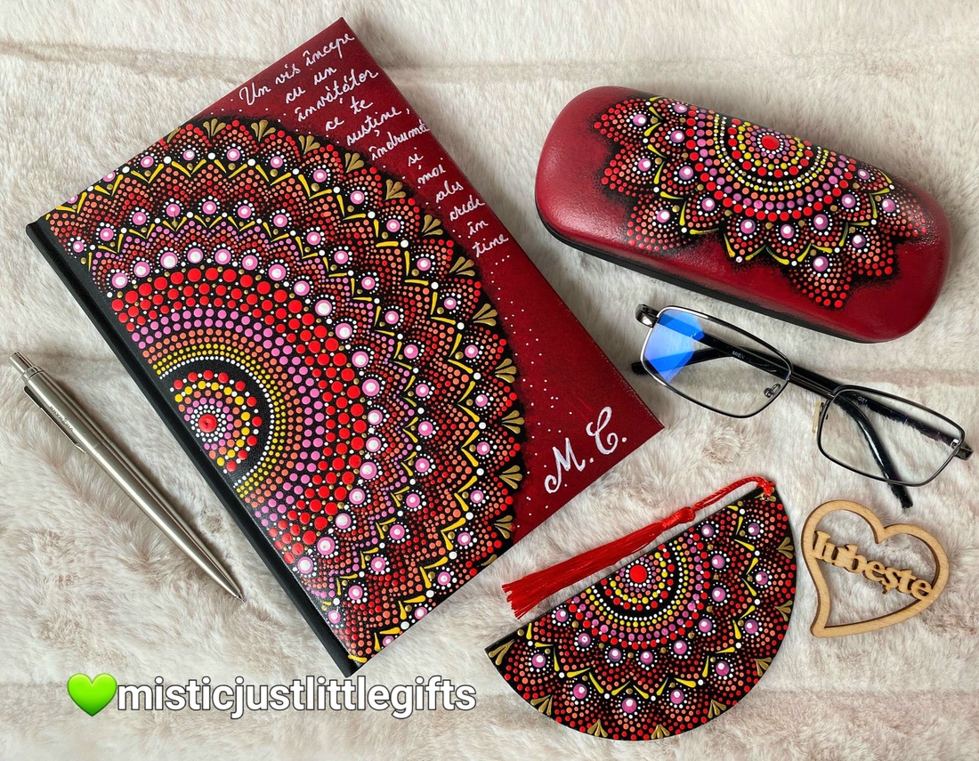 Toc ochelari pictat manual in tehnica mandala dots - genți și portofele - portofele, huse, suporturi - suport de ochelari - Artynos.ro