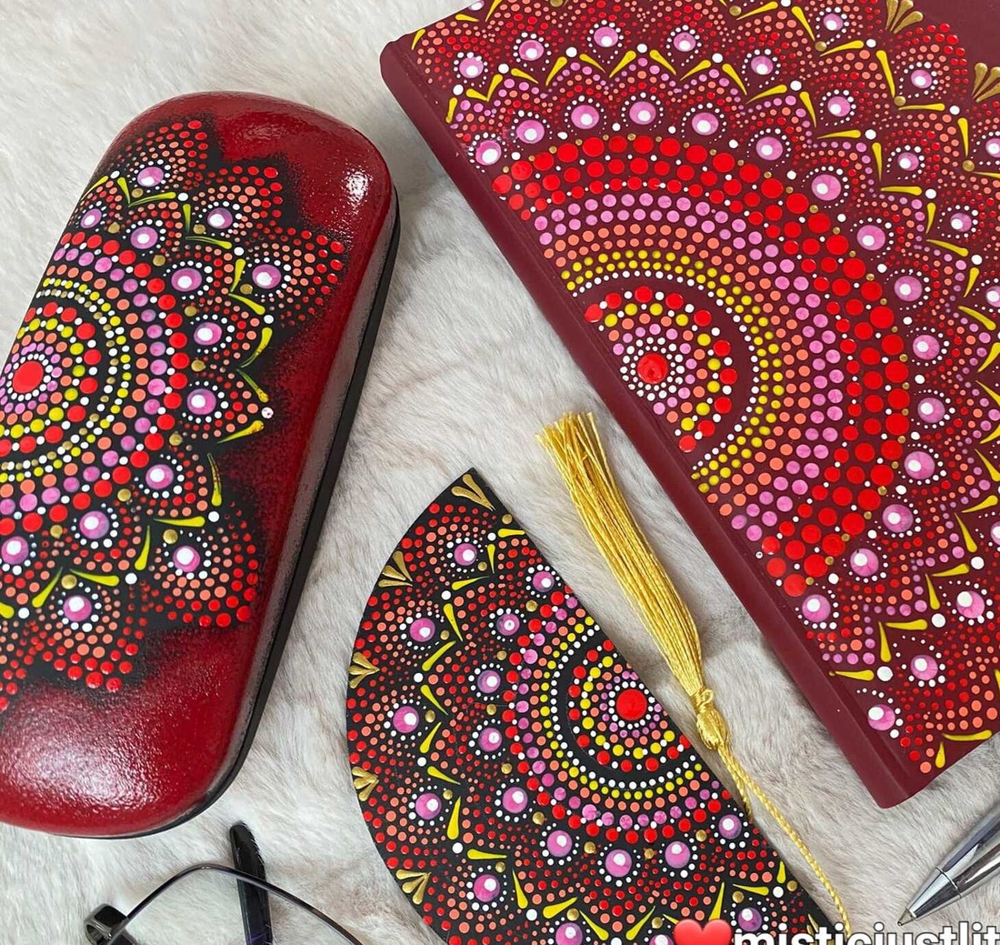 Toc ochelari pictat manual in tehnica mandala dots - genți și portofele - portofele, huse, suporturi - suport de ochelari - Artynos.ro