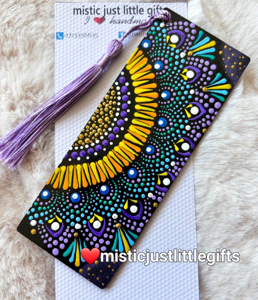 Semn de carte personalizabil, pictat manual in tehnica mandala dots - cărți și creații cu tematică muzicală, cadouri - semn de carte - Artynos.ro