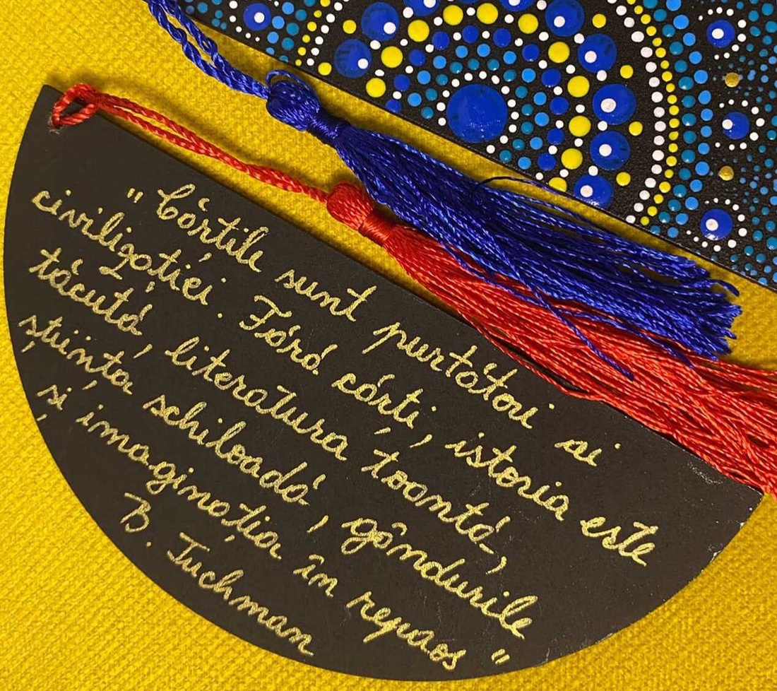 Semn de carte personalizabil, pictat manual in tehnica mandala dots - cărți și creații cu tematică muzicală, cadouri - semn de carte - Artynos.ro