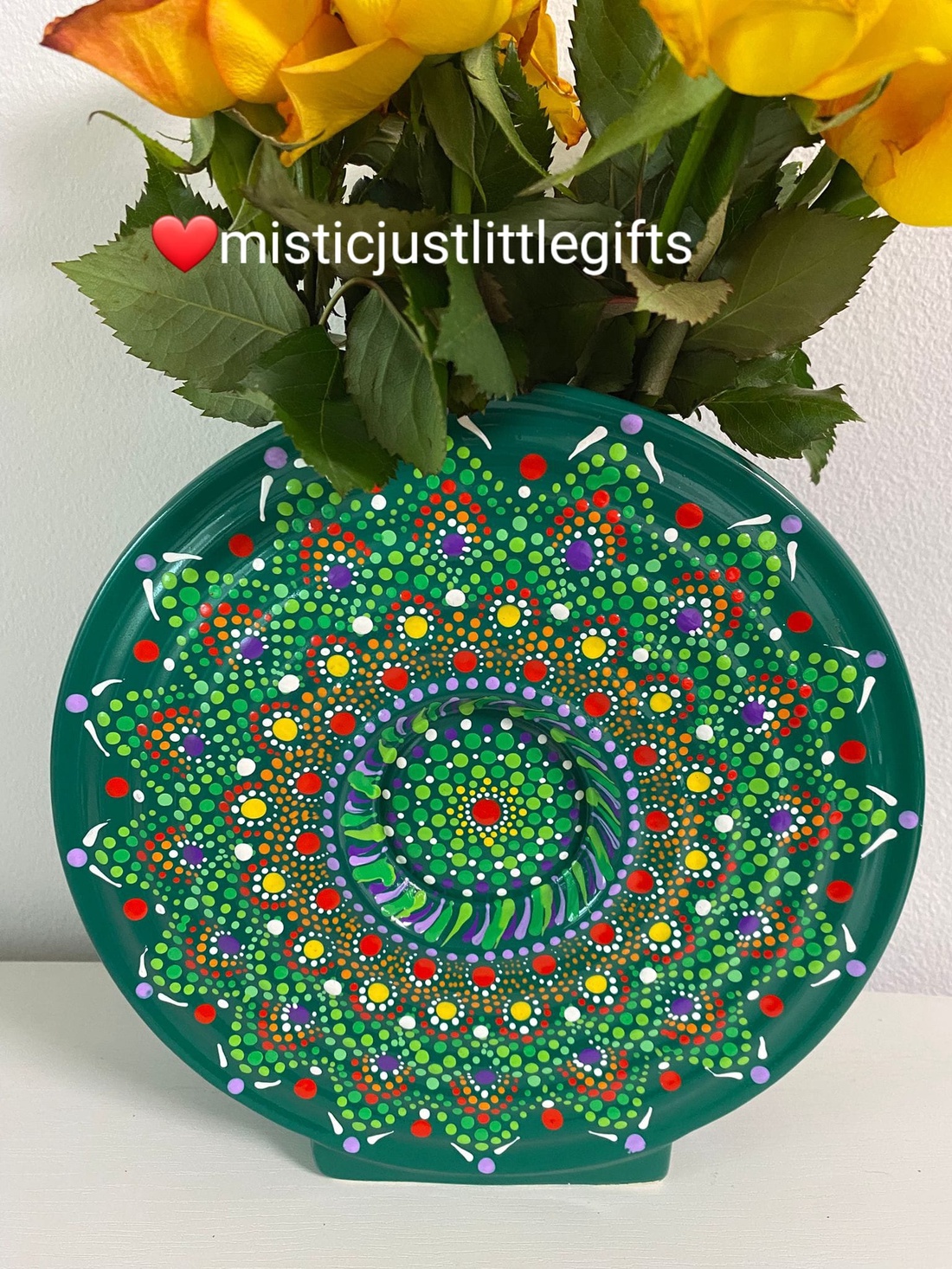 Vaza ceramica pictata manual -  mandala dots perfecta pentru 8 Martie - casă & stil de viață - decorațiuni de casă - accesorii florale - vaze - Artynos.ro