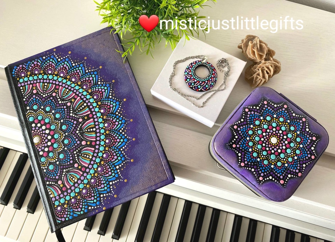 Cutie de bijuterii pictata manual in tehnica mandala dots - obiect personalizat - bijuterii - suporturi și cutii de bijuterii - cutii de bijuterii - Artynos.ro