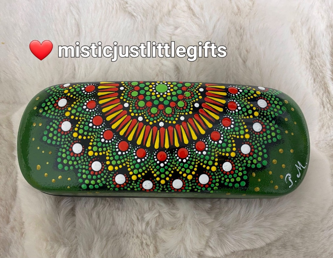 Toc ochelari pictat manual in tehnica mandala dots - genți și portofele - portofele, huse, suporturi - suport de ochelari - Artynos.ro