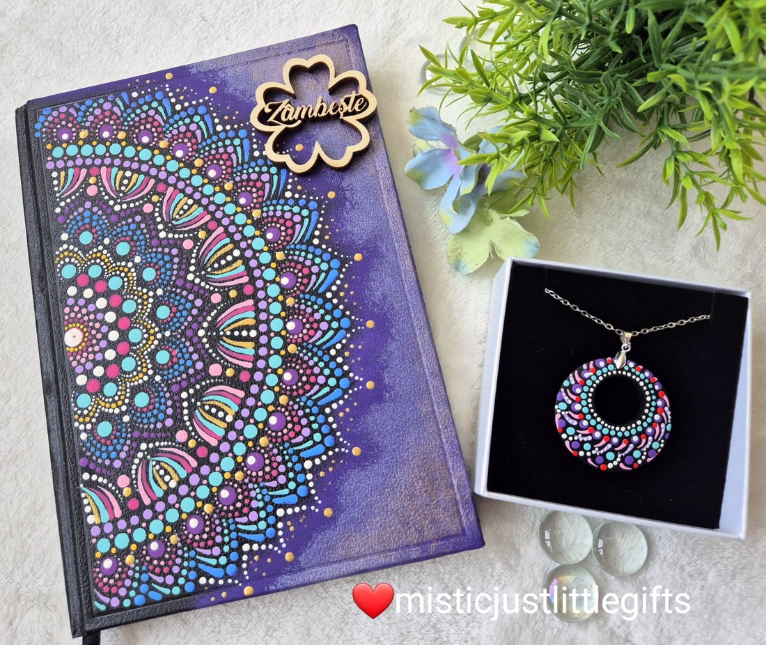 Agenda pictata manual in tehnica mandala dots - casă & stil de viață - produse de papetărie - caiete și jurnale - Artynos.ro