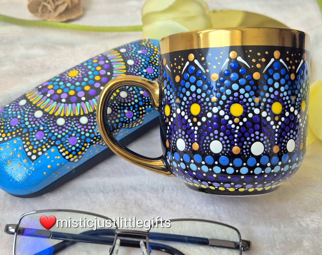Toc ochelari pictat manual in tehnica mandala dots - genți și portofele - portofele, huse, suporturi - suport de ochelari - Artynos.ro