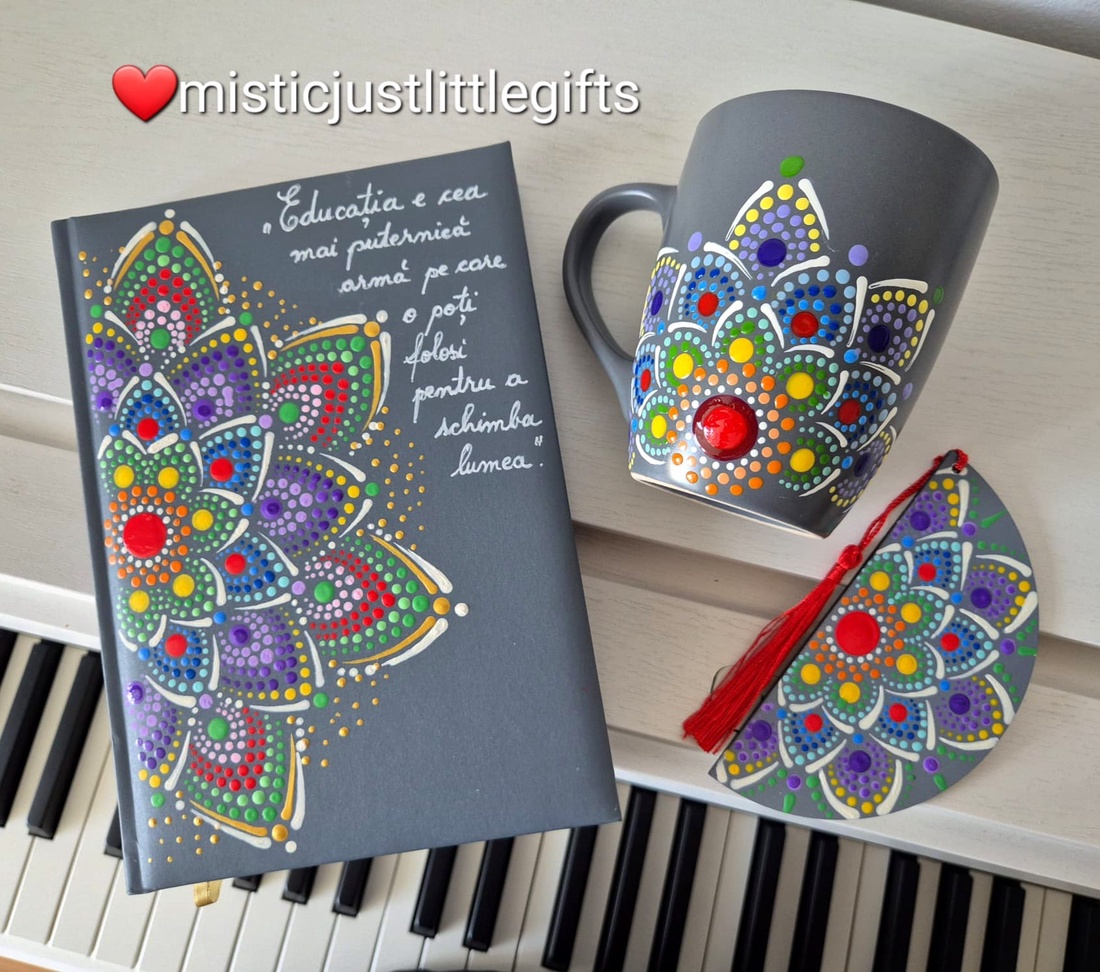 Agenda pictata manual in tehnica mandala dots - casă & stil de viață - produse de papetărie - caiete și jurnale - Artynos.ro