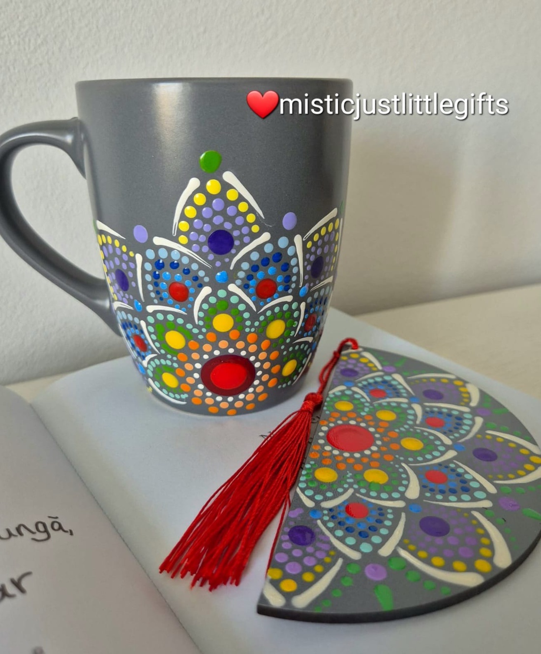 Cana ceramica pictata manual in tehnica mandala dots - genți și portofele - portofele, huse, suporturi - suport de ochelari - Artynos.ro