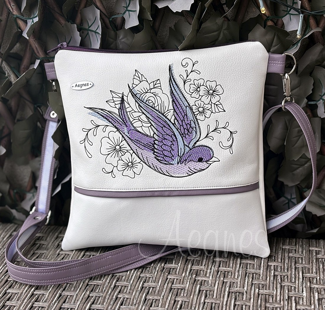 Alb - Pasăre mov - genți și portofele - genți de mână și umăr - genți de umăr - Artynos.ro