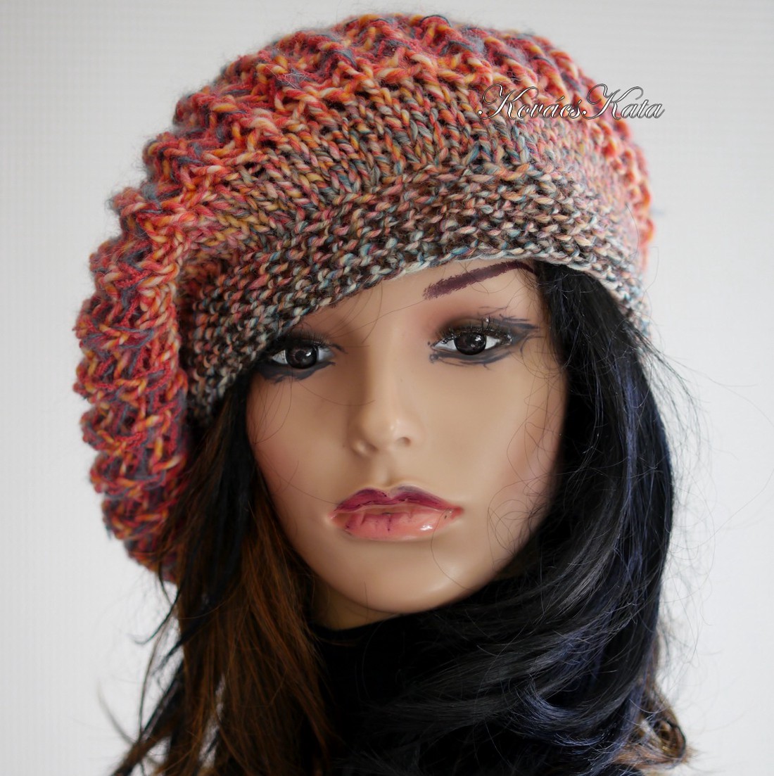 BORBÁLA / TUNDRA-LUX - pălărie de iarnă tricotată manual din lână moale, beretă - îmbrăcăminte și modă - eșarfe, pălării, fularuri - căciulă - Artynos.ro