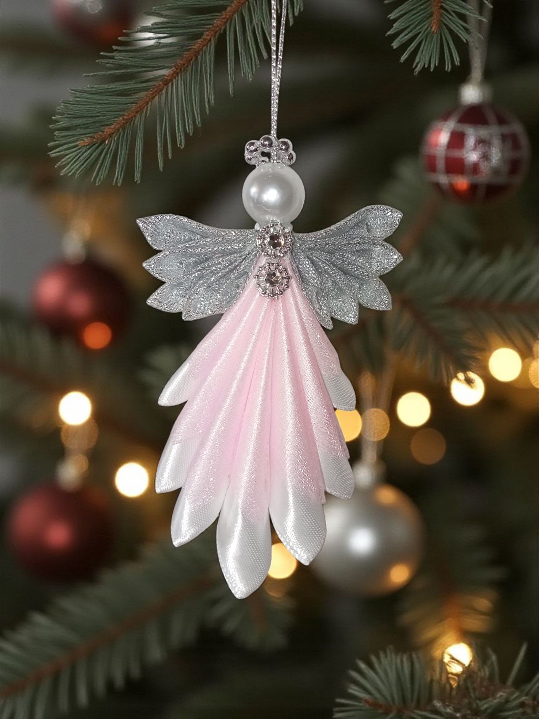 Îngeri cu aripi argintii - crăciun - decorațiuni de crăciun de casă - figurine pentru pomul de crăciun - Artynos.ro