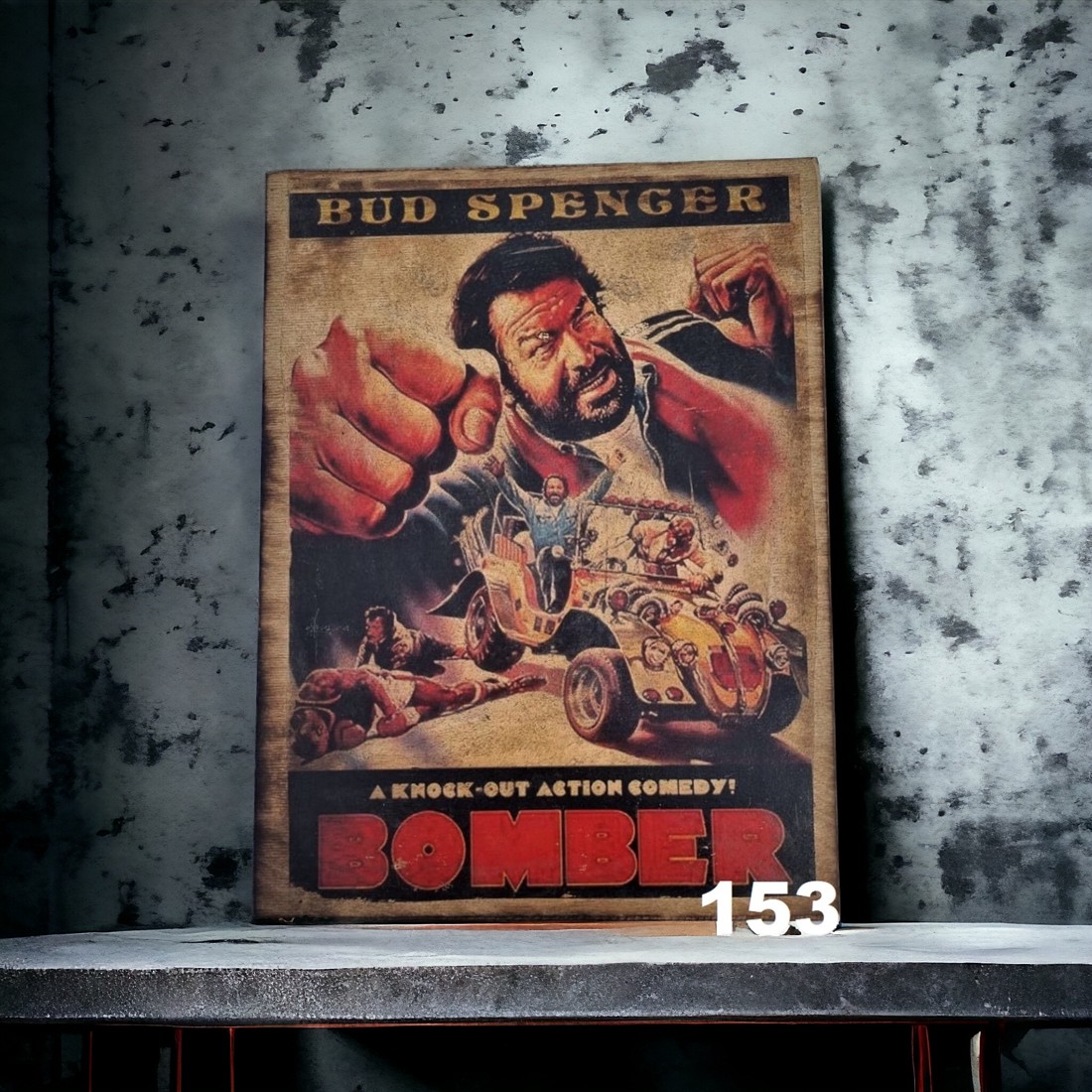 Bud Spencerpoza din lemn - casă & stil de viață - accesorii pentru decorat casa - picturi murale - artă de perete din lemn - Artynos.ro